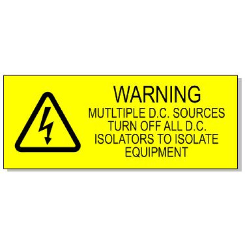 95x35mm WARNING MULITIPLE DC SOURCES
