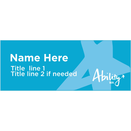 Ability WA name badge 80x30mm with doming and magnet fitting