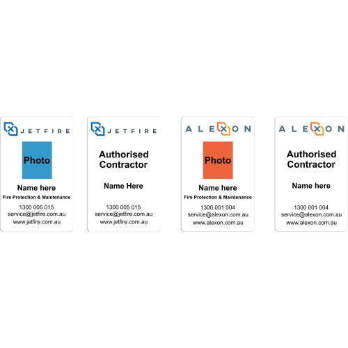 Portrait ID card, double sided, standard thickness, no slot with durable soft ID card holder