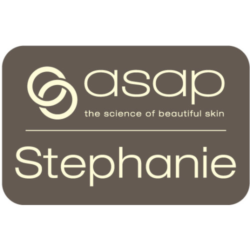 ASAP badge - engraved white on grey, 45x30mm, magnet