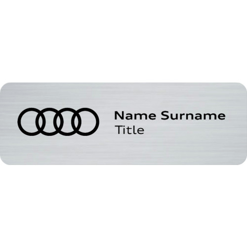CBD-A name badge 75x25mm brushed silver with magnet fitting