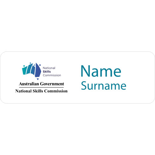  Aus Gov NSC badge 75x25mm with acrylic doming and magnet fitting with magnetic warning sticker