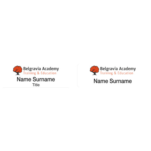 030 - BELGRAVIA ACADEMY badge 75x25mm with MAGNET fitting
