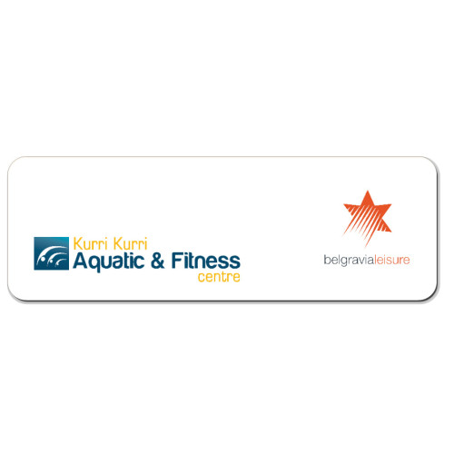 012 - BL and Kurri Kurri Aquatic and Fitness Centre badge, LOGO ONLY, 75x25mm with PIN fitting, no doming