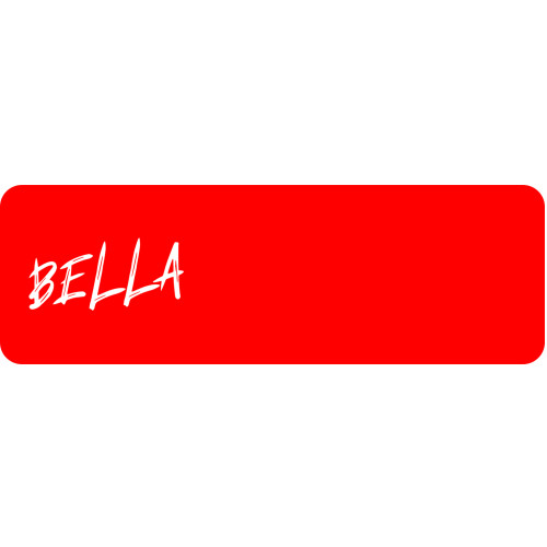 Bella logo only badge - White with blue symbol 75x25mm with pin fitting