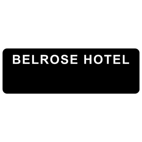 Belrose Hotel red logo only badge 75x25mm with pin fitting