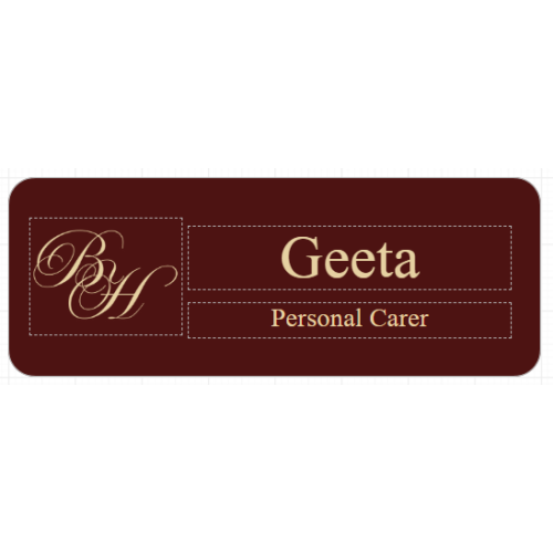 Beresford hall name badge 80x30mm with Doming and magnet fitting
