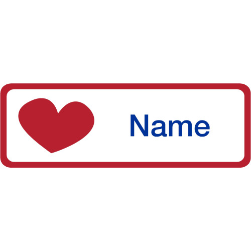 BFP HEART logo with red border 75x25mm WITH DOMING AND PIN FITTING