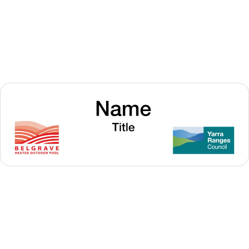 017 - YARRA RANGES COUNCIL and BELGRAVE HEATED OUTDOOR POOL  badge 75X25mm, no doming, with PIN fitting
