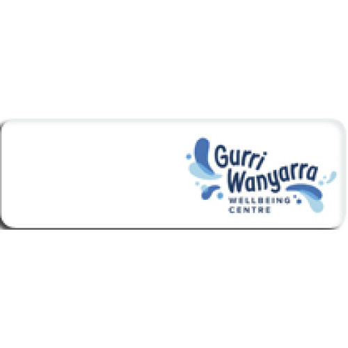 013 - Gurri Wanyarra Wellbeing Centre badge, LOGO ONLY, 75x25mm, no doming with PIN fitting