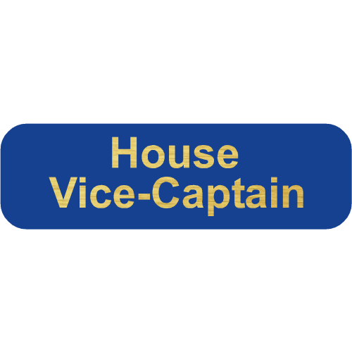 BRCC BLUE House VICE-Captain Badge, 40x12mm with doming on Brushed Gold