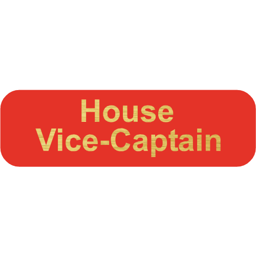 BRCC RED House VICE-Captain Badge, 40x12mm with doming on Brushed Gold
