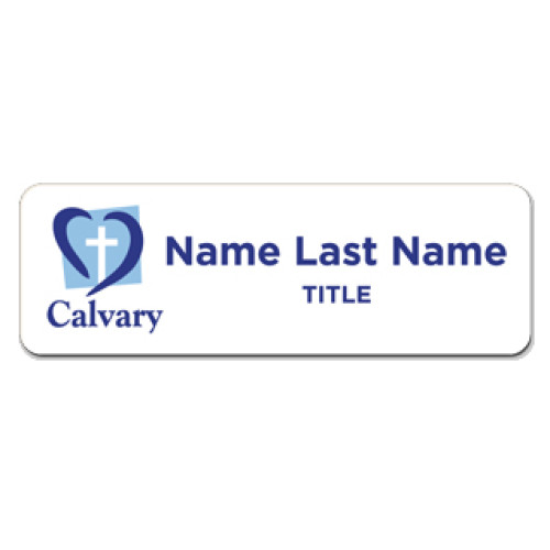 NAME SURNAME AND TITLE name badge 75x25mm, no doming, with magnet fitting