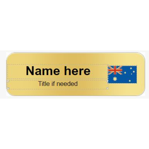 Campsie RSL badge 65x20mm metallic gold with acrylic doming and magnet fitting