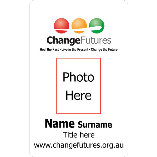 CF ID card, single sided, standard thickness, slotted with lanyard (red or green) 