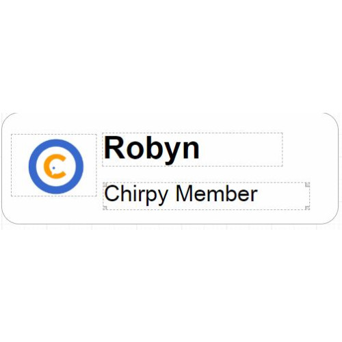 Chirpy Member 75x25mm Medium badge with Pin fitting (No doming)