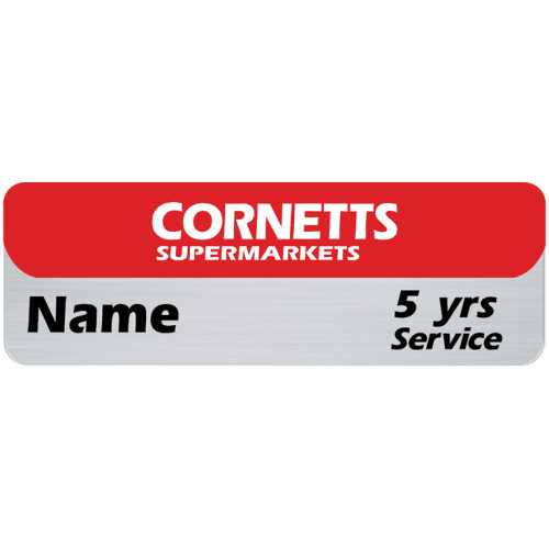 CS Service Badge, 75x25mm, brushed silver, doming, pin fitting