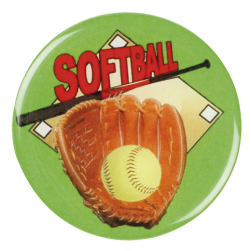 Softball with glove, ball, bat