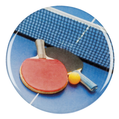 Table tennis bats, ball, net