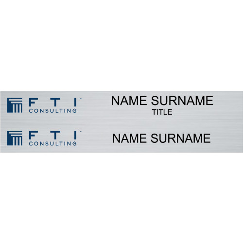 FTI Brushed silver NAME SLIDE ONLY 300x35mm - to suit rail 38mm, colour print logo, no end caps