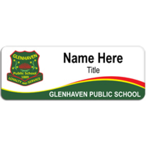 Glenhaven Public School badge with doming and magnet fitting