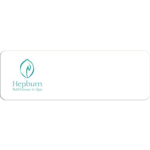 038 - Hepburn Bathhouse and Spa 75x25mm badge, LOGO only with pin fitting