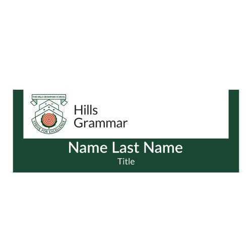HG badge, 80x30mm with doming and magnet fitting