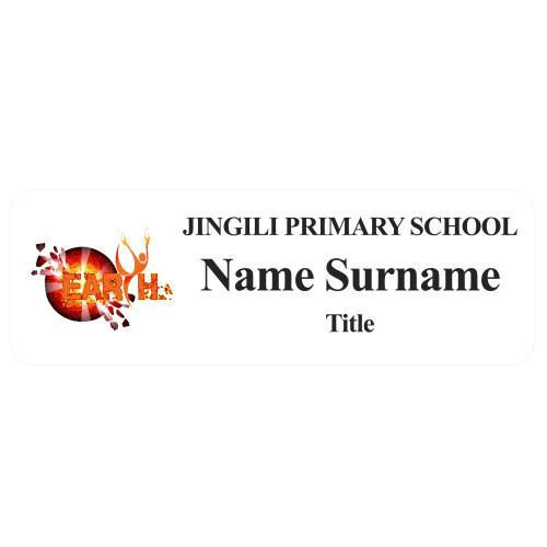 JPS EARTH Badge - 75x25mm, white, no doming and magnet fitting