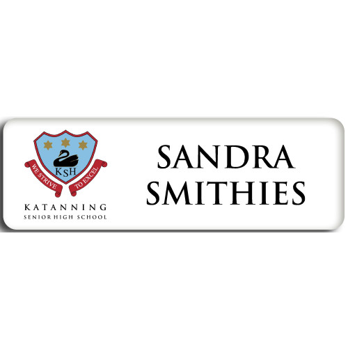 Katanning Senior High School 75x25mm with acrylic doming and magnet fitting