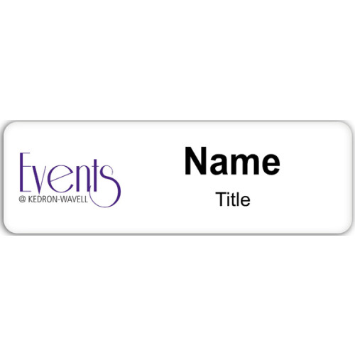 Events badge with doming and PIN fitting