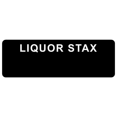 Liquor Stax black logo only badge 75x25mm with pin fitting