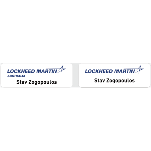 YBU-Lockheed badge 75x25mm on white with doming and magnet fitting