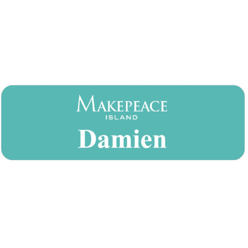 Makepeace Island badge 65x20mm with acrylic doming and magnet fitting