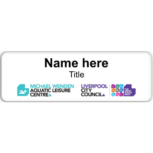 Michael Wenden Aquatic Leisure Centre 75x25mm badge with pin fitting