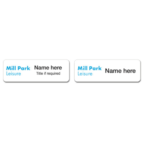 045 - Mill Park Leisure badge 75x25mm with pin fitting