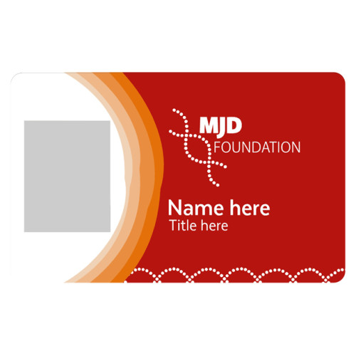 MJD Foundation double sided ID card - landscape, double thickness with slot