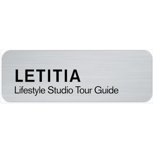 PP_Brushed aluminium badge 80x30mm, doming, magnet