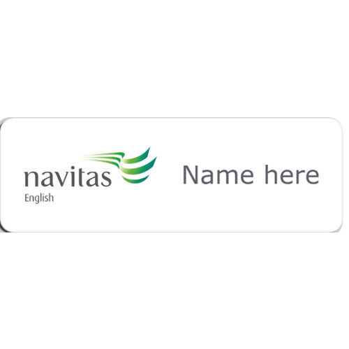 Navitas English badge 75x25mm with no doming