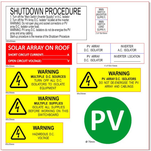 QLD SOLAR LABEL KIT 13 UNITS