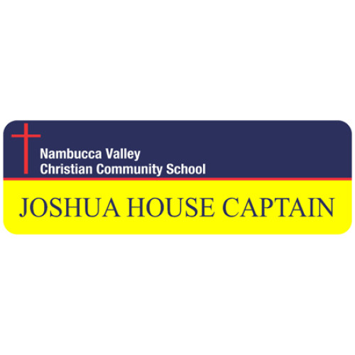 NVCCS Joshua House badge 75x25mm with doming and pin fitting