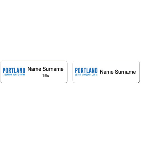 033 - PORTLAND badge 75x25mm with PIN fitting