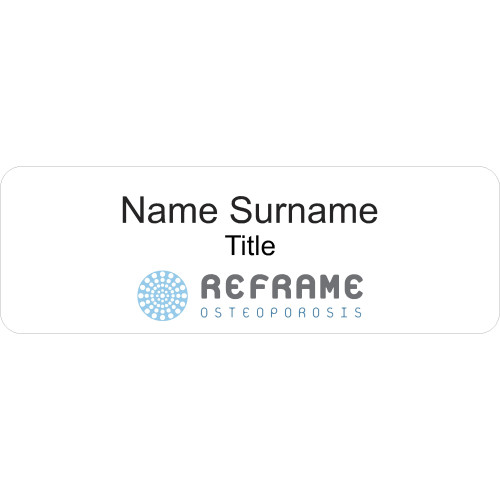 Reframe badge 75x25mm with no doming and magnet fitting with TRACKED POSTAGE