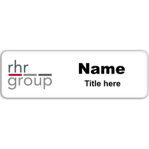 RHR Group name badge with PIN fitting
