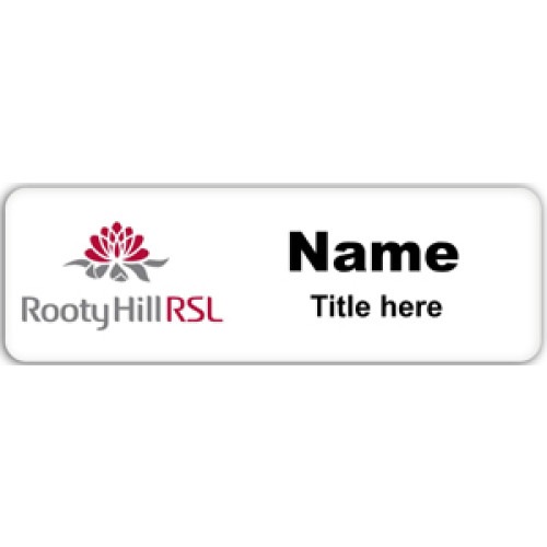 Rooty Hill RSL name badge with PIN fitting