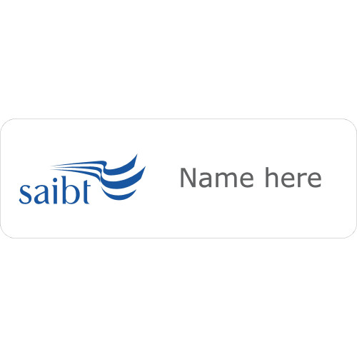 SAIBT badge 75x25mm with no doming and magnet fitting