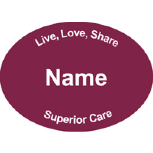 SC-3 CLARET RED engraved badge 70x50mm, clip and pin fitting