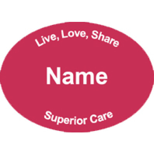SC-3 PINK engraved badge 70x50mm, clip and pin fitting