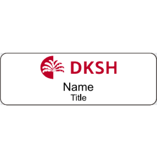 DKSH_RED LOGO badge 75x25mm with no doming and magnet fitting with TRACKED POSTAGE