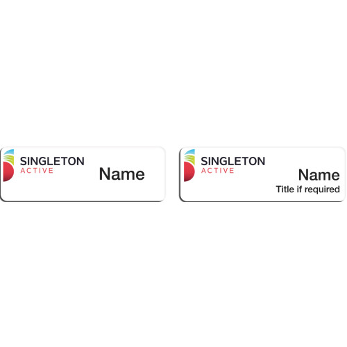 052 - Singleton Active badge, 75x25mm with magnet fitting
