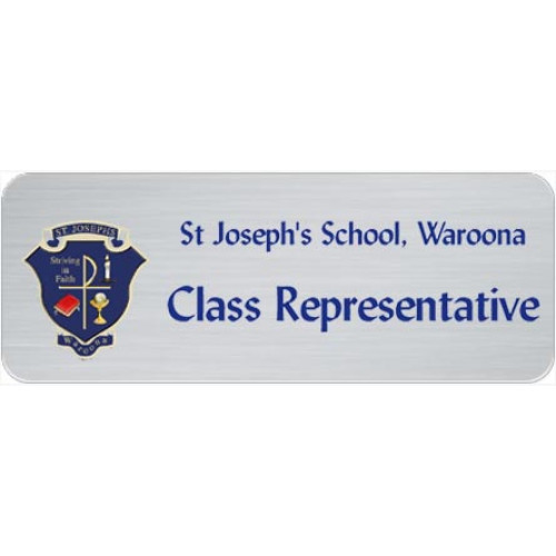 SJSW Brushed silver 75x25mm with doming and PIN fitting - Class Representative badge